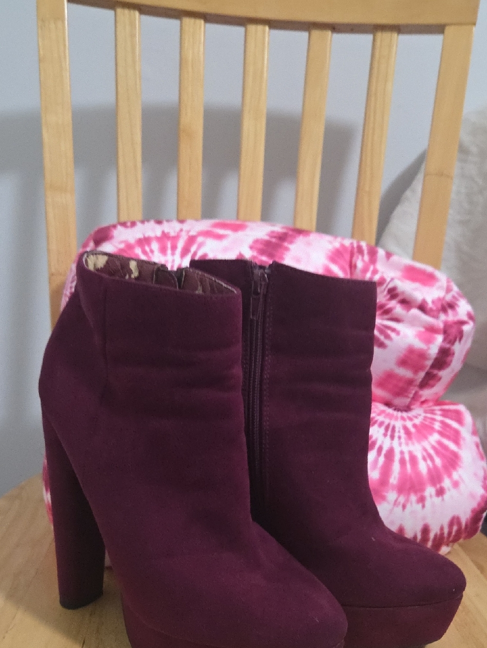Shoe Dazzle Women's Burgundy Suede-Look Platform Ankle Boots